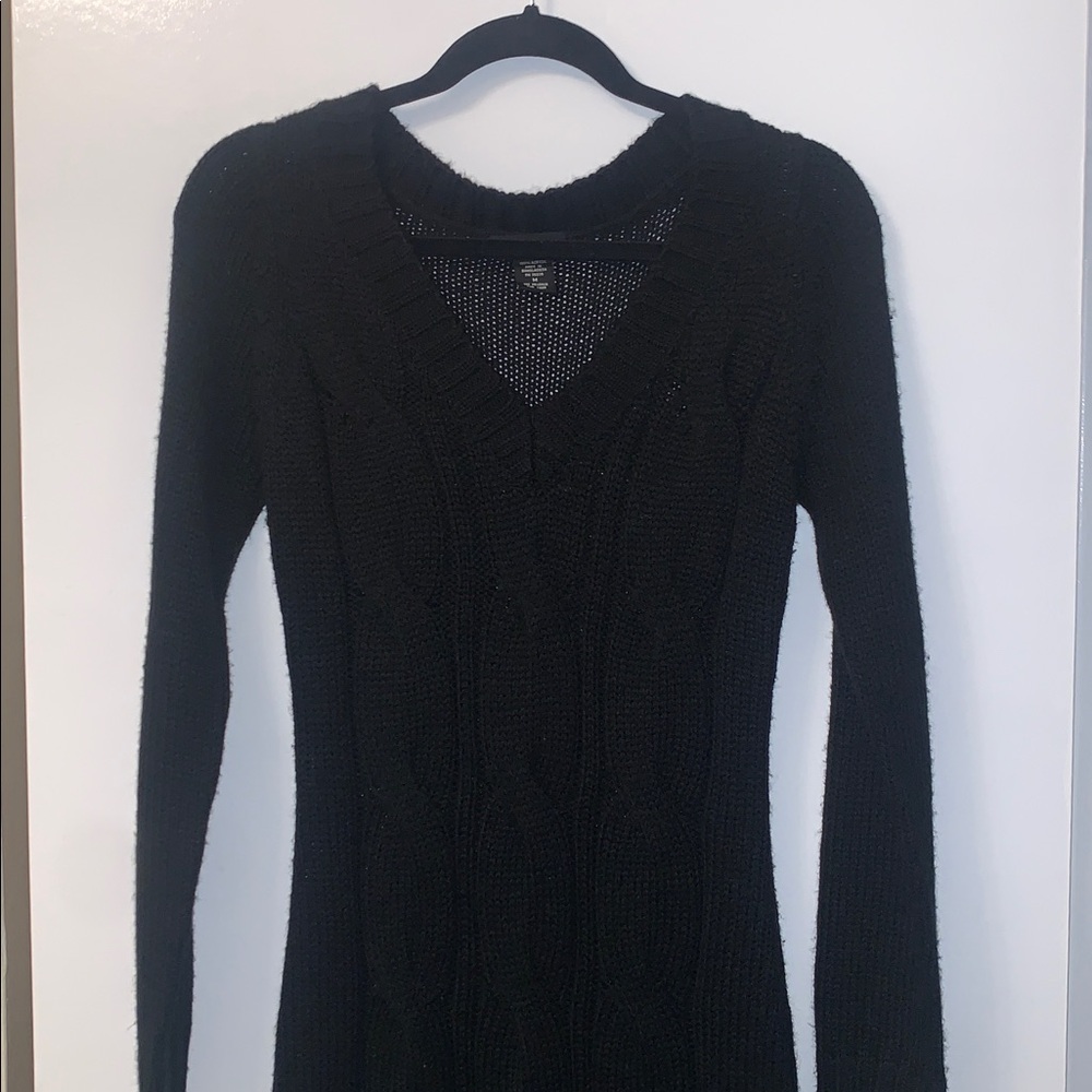 Black Cable Knit Sweater Dress